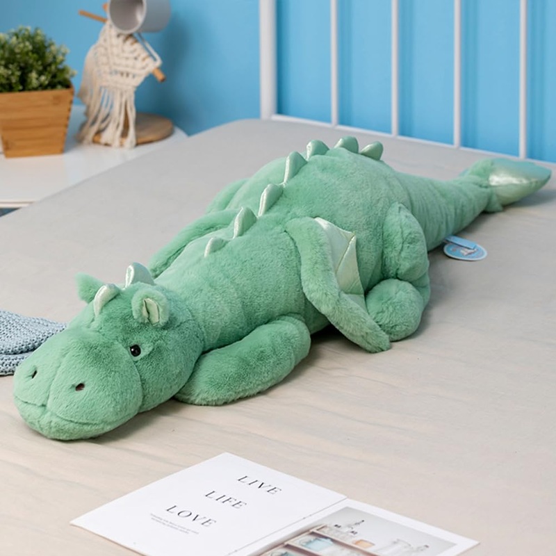 Leahaoe Weighted Stuffed Animals for Kids 27.5” 2Lbs, Soft and Sturdy Weighted Dragon Plush, Small and Green Dragon Stuffed Ani