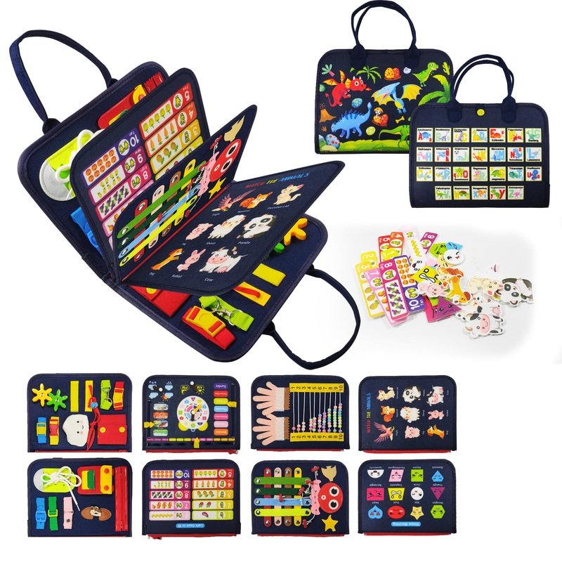 LearnToy Montessori Busy Board for Boys 1 2 3 4 Year, Sensory Toys for Toddlers 1-4, Ideal for Travel and Preschool – ABCs, 123s