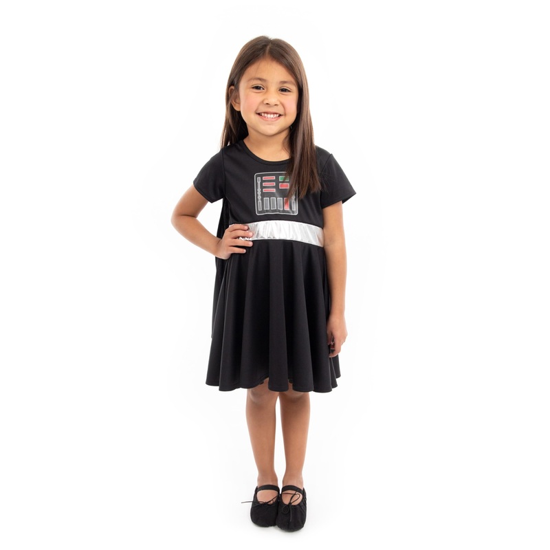 Little Adventures Galactic Dark Villain Twirl Dress Up Costume with Cape – Machine Washable Child Pretend Play Party Dress (Size