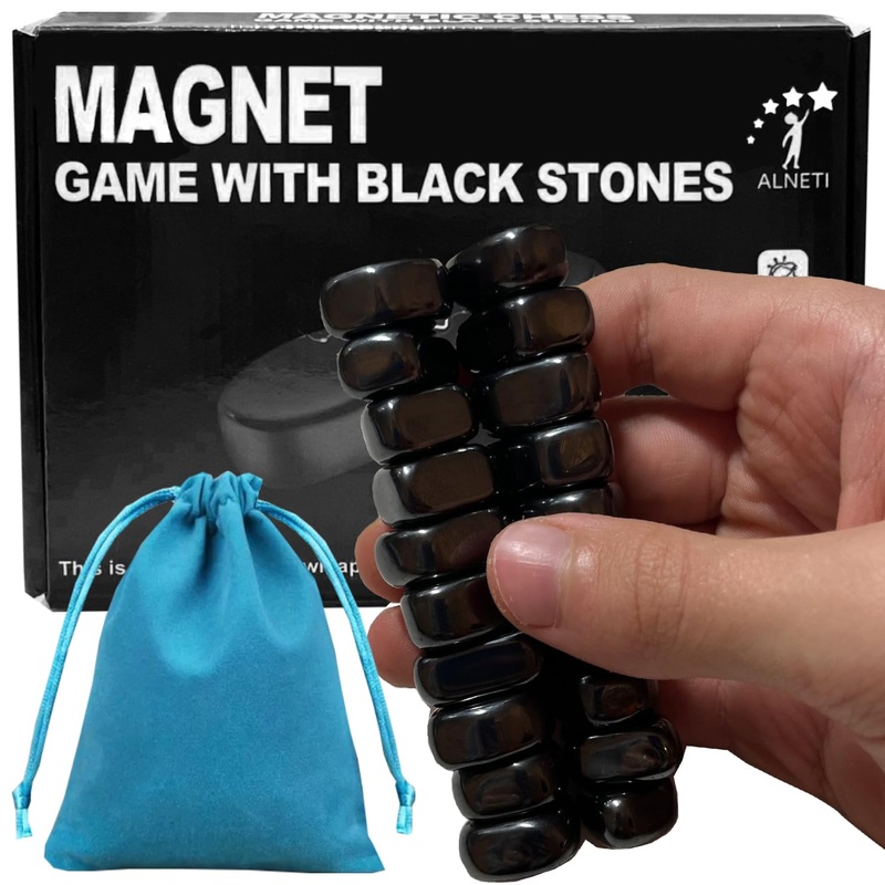 Magnet Game with String Travel Size – Magnetic Chess Set with Stones for Family Night – Fun Portable Two Player Magnet Rocks for