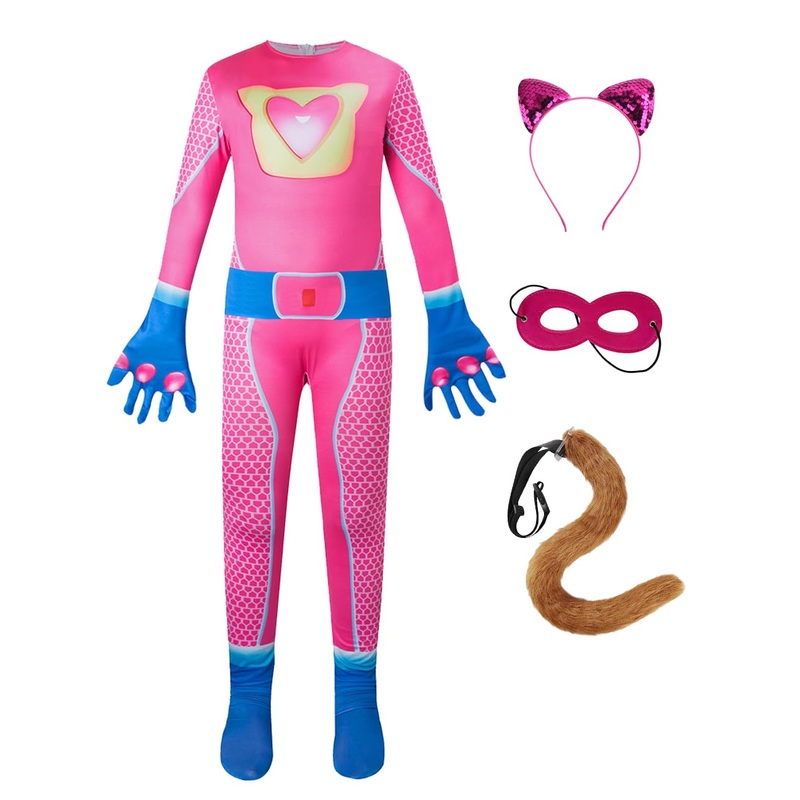 Moonlight Bob Super Kitten Costume for Girls – 5 Pcs Cute Cats Cosplay for Kids Toddler Girls With Mask, Headband and Tail