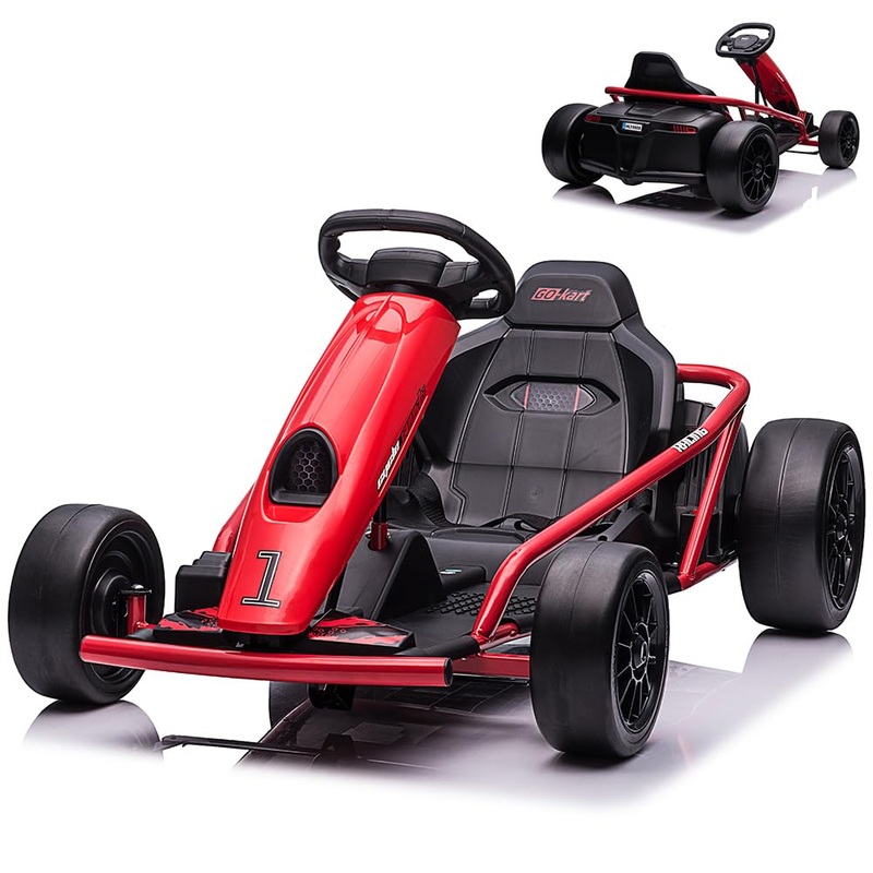 PALBY’S Go Kart for Kids, 24V 9Ah Battery, 300W*2 Motors, 8MPH High Speed Drifting, Slow Start Function, Music, Horn, Max Load 1