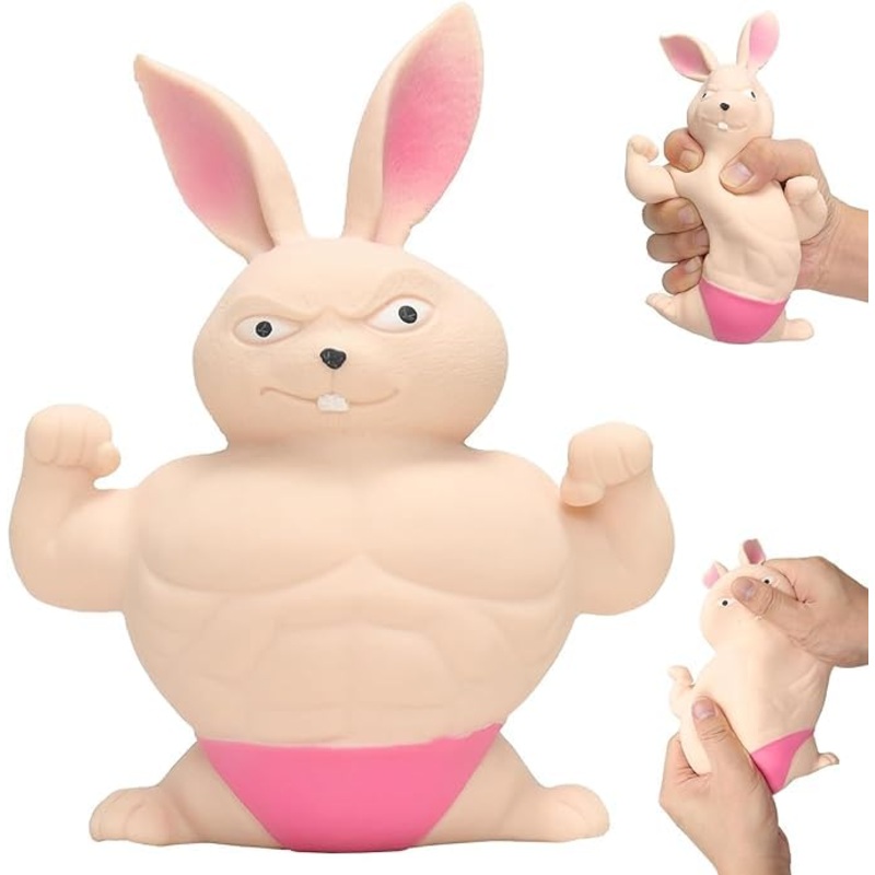 Squishy Rabbit Toy,Squeeze Toy, Stretchy Glue-Sand Filled Rubber Rabbit,Stress Relief Toy and Adults for Anxiety, and Autism, Mu