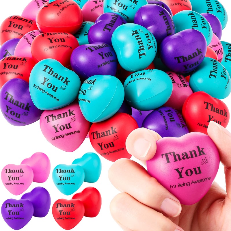 Tradder 36 Pcs Heart Stress Balls Appreciation Heart Shaped Foam Motivational Stress Balls Relief Gifts Bulk for Kids Adults Wed