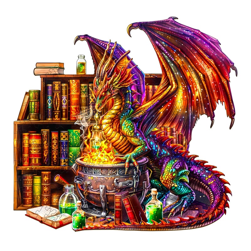 Wooden Puzzles for Adults – Challenging Dragon Magic Potion Adult Puzzle, Unique Animal Shaped Wooden Jigsaw Puzzles for Adults,