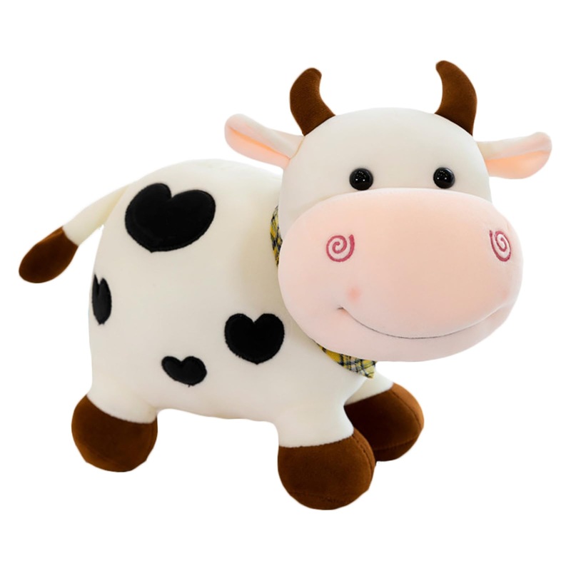 zhidiloveyou 9.84” Cow Stuffed Animals Cute Baby Cow Plush Kawaii Toy Gifts for Kids, White