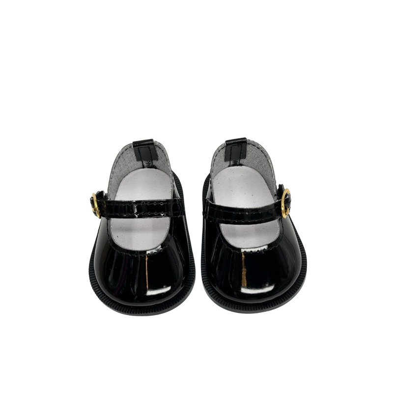 18” American Doll Shoes- Mary Jane Matte Black, Red, White, Pink, Shiny Black Shoe (18” Doll, Shiny Black-NEW)