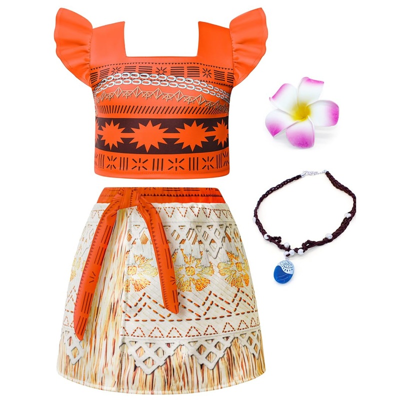 AOVCLKID Girls Princess Costume Skirt Sets Halloween Birthday Party Christmas Dress Up Cosplay Outfits with Accessories(4T,Orang