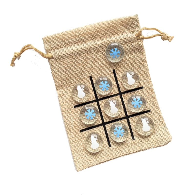 Christmas Themed Tic Tac Toe Game – Stocking Stuffer – Gift for Kids (Snowman & Snowflake)
