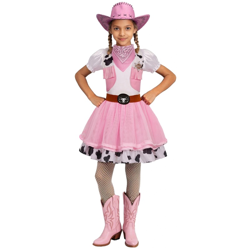 Costumerry Cowgirl Costume for Girls with Cow Girl Hat Toddler Halloween Costume Party Dress Up (3-4T)