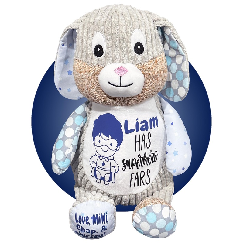 Ear Tube Gifts for Kids – Personalized with name + color choice – Ear Tube Get Well Soon Stuffed Animals – Ear Surgery Recovery