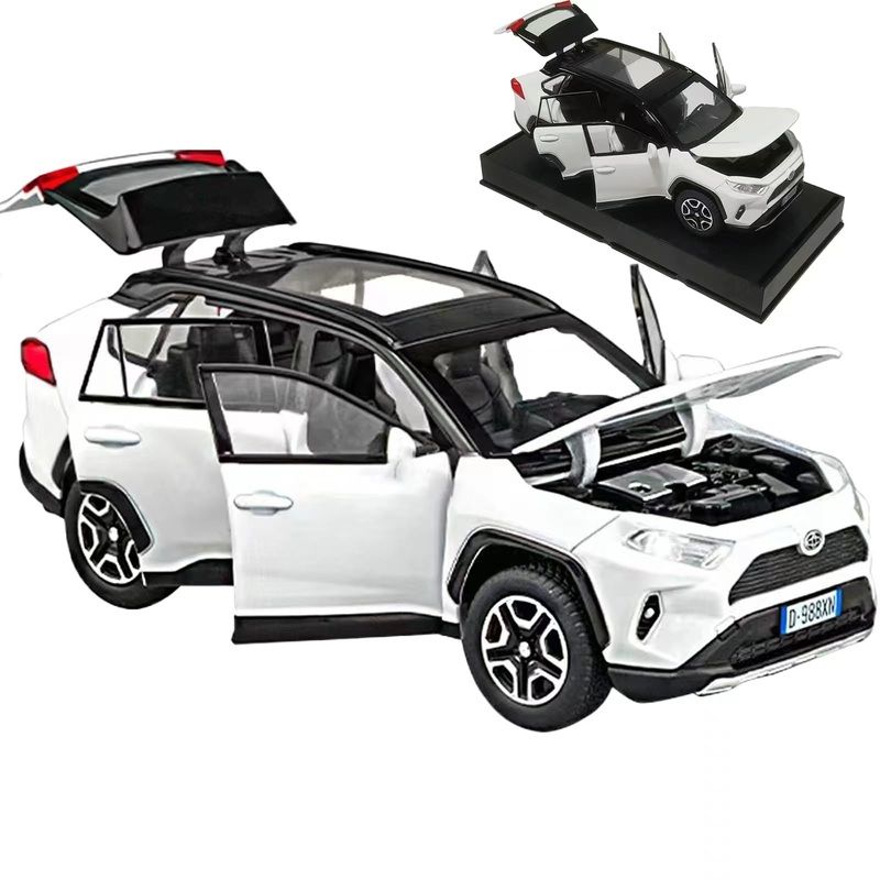 ERBADIHAGO Model Car 1/32 RAV4 Toy Car Alloy Diecast Collectible Model with Light and Sound Toy Vehicle for Boys Kids Toddler Gi