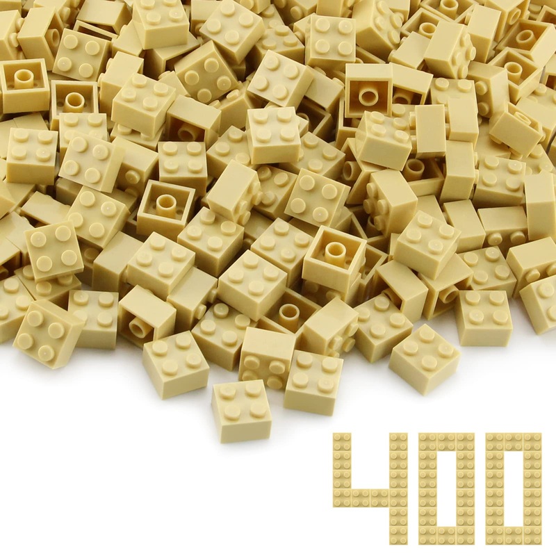 Feleph 2×2 Bricks Tan 400 Pieces Parts Classic Building Creative Play Blocks Set Toy Classic Accessories Creative Play Compatibl