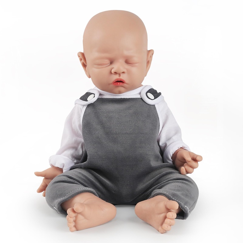IVITA 12 inch Lifelike Eye Closed Reborn Silicone Baby Dolls Platinum Full Silicone Baby Doll Sleeping Realistic Newborn Baby Do