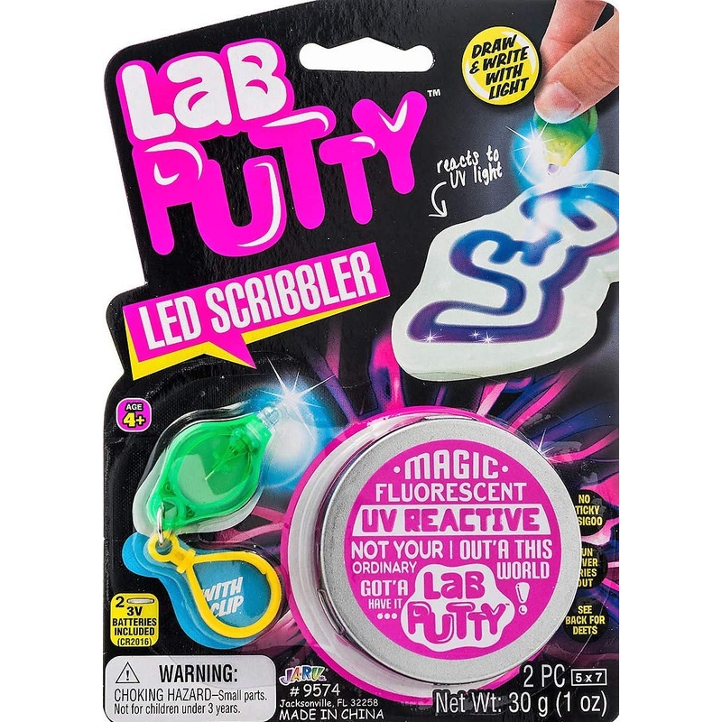 JA-RU Lab Putty LED Scribbler w/Mini UV Flashlight (1 Unit) Magic Color Changing UV Putty for Kids | Sensory Stress Relief Toy |