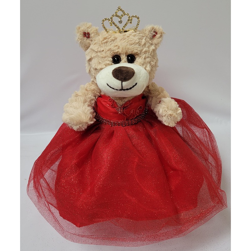 KINNEX COLLECTIONS SINCE 1997 12” Quince Anos Last Doll Teddy Bear with Dress (Centerpiece) ~ ARC09832-14 (Red)