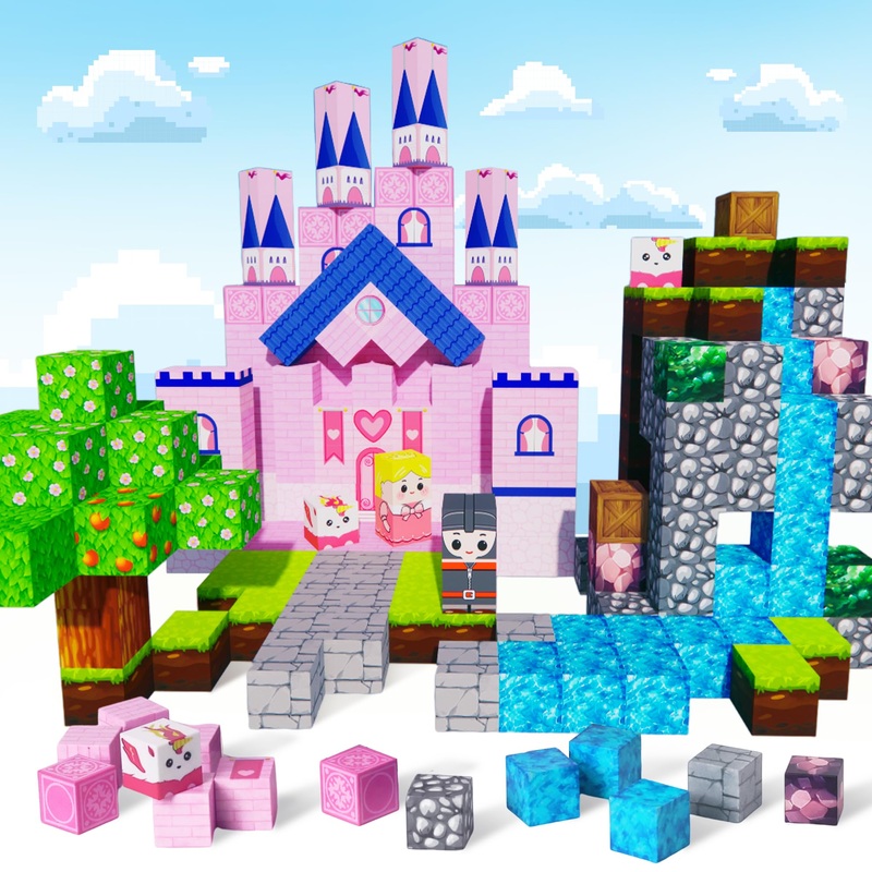 Magnetic Blocks, 130PCS Build 3D Magnet World Set, Magnetic Tiles Building Blocks Toddler Toys STEM Sensory Outdoor Toys for 3+