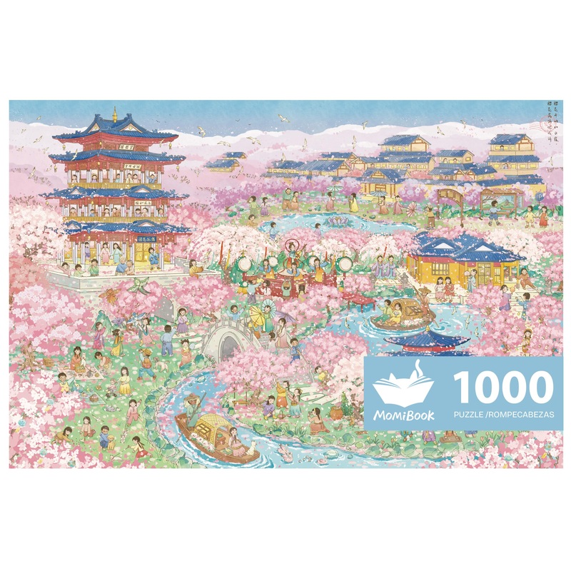 MOMIBOOK Puzzles for Adults 1000 Piece Jigsaw Puzzles of Cherry Blossom Dream, Painting Image Difficult Challenging Hard Impossi