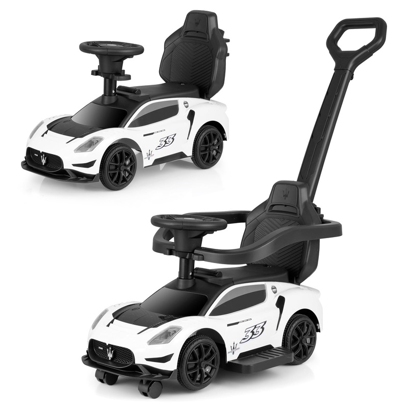 OLAKIDS 3 in 1 Ride on Push Car, Licensed Maserati Baby Sliding with Removable Parent Control Handle, Universal Wheels, Safe Gua