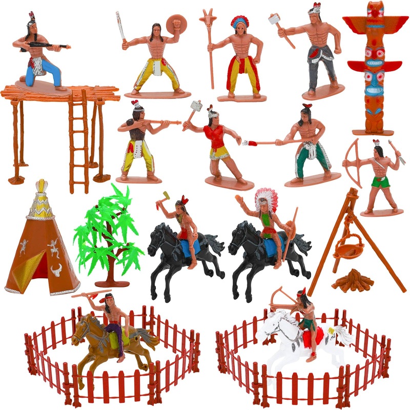 ONEST 26 Pieces Native American Figurines Indian Figurines Indians Historical Plastic Action Figures for Projects Decoration Bir