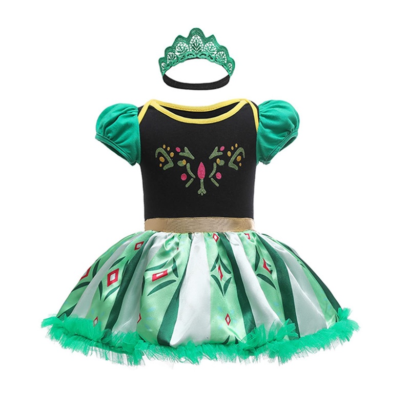 Princess Dresses Baby Girls Costume for Infant Romper Onesie Babysuit Birthday Christmas Halloween with Headband 12-18Months(D36