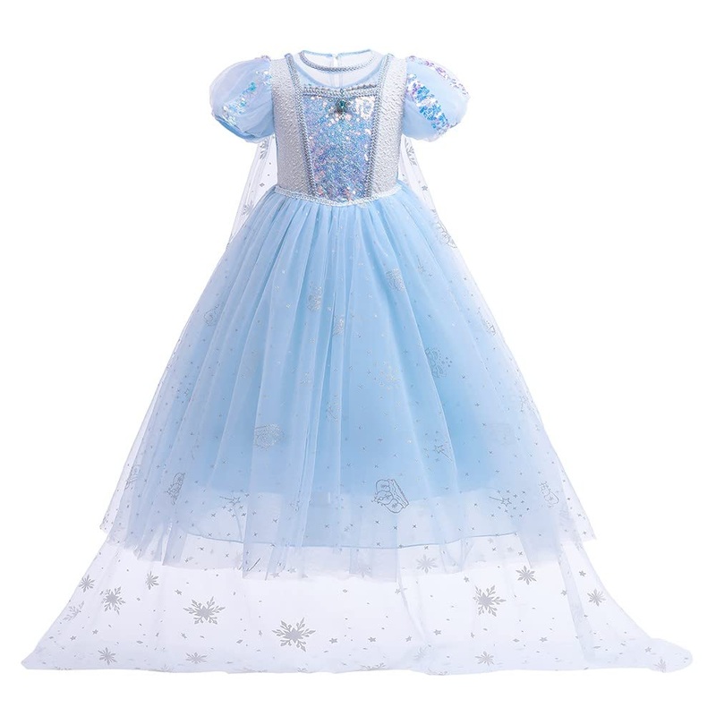 REXREII Girls Frozen Elsa Princess Fancy Dress Halloween Costume Christmas Wedding Birthday Pageant Party Gown Blue 10-11T