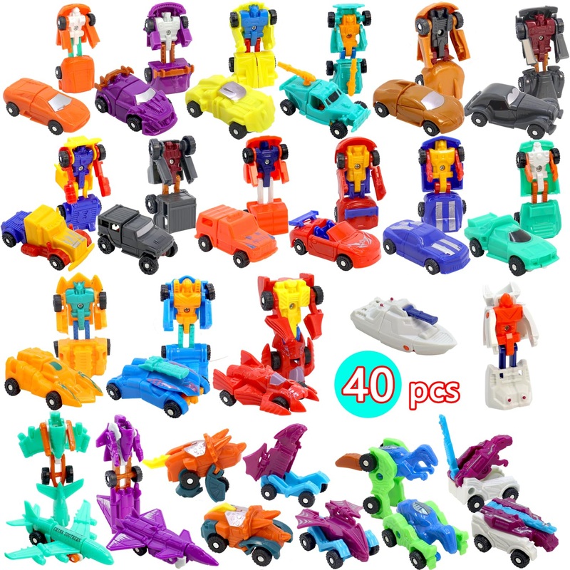 SCKTYZS Mini Transform Robot Car for Toddler, Converting Action Figures Include Pink Sports Car Red Police Car Blue Plane, Girl