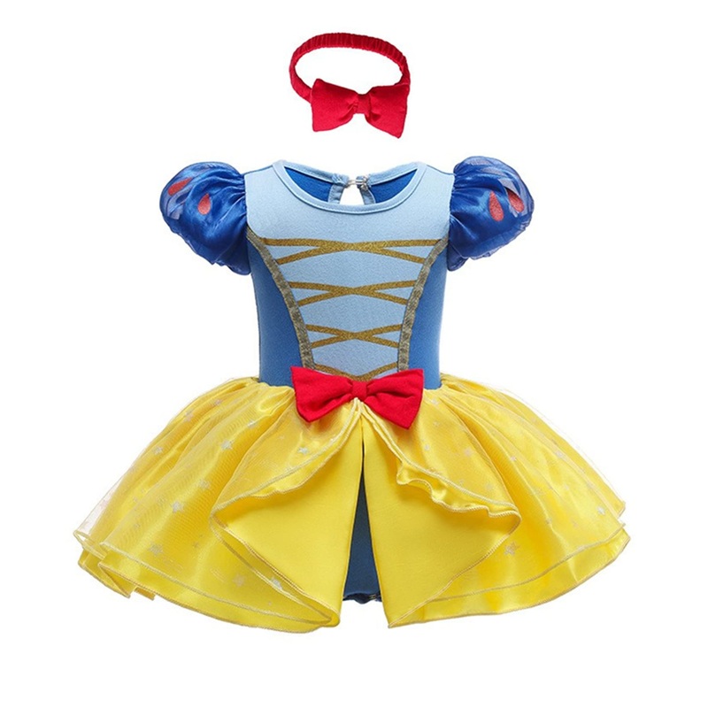 Snow Baby Girls Costume for Infant Romper Onesie Babysuit Birthday Christmas Halloween with Headband 9-12Months(E04-90)