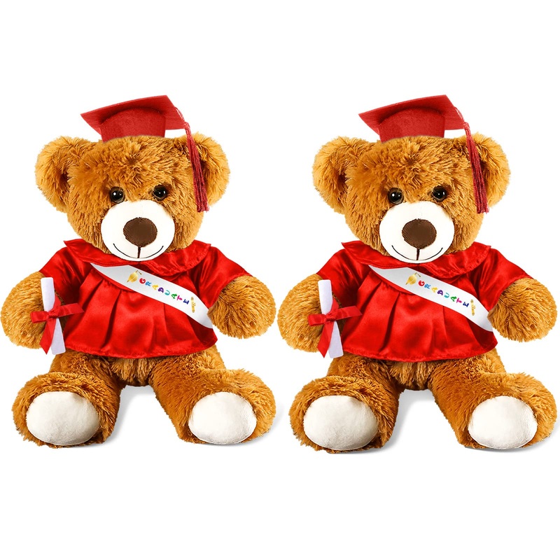 Sotiff 2 Pcs Graduation Bear Plush Stuffed Toy Bear Graduation Gifts Doll Stuffed with Grad Cap for Preschool Kindergarten Colle