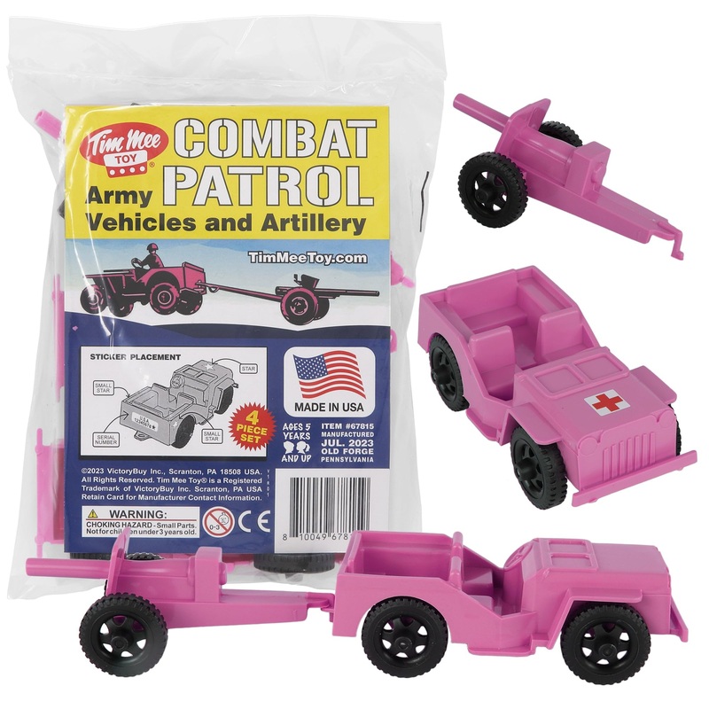TimMee Combat Patrol Willys & Artillery – Pink 4pc Playset USA Made