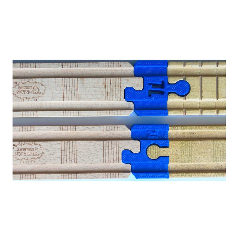 TrainLab Adapters Compatible with Thomas Wood 2018 and BRIO Wooden Railway (2pc) (Blue)