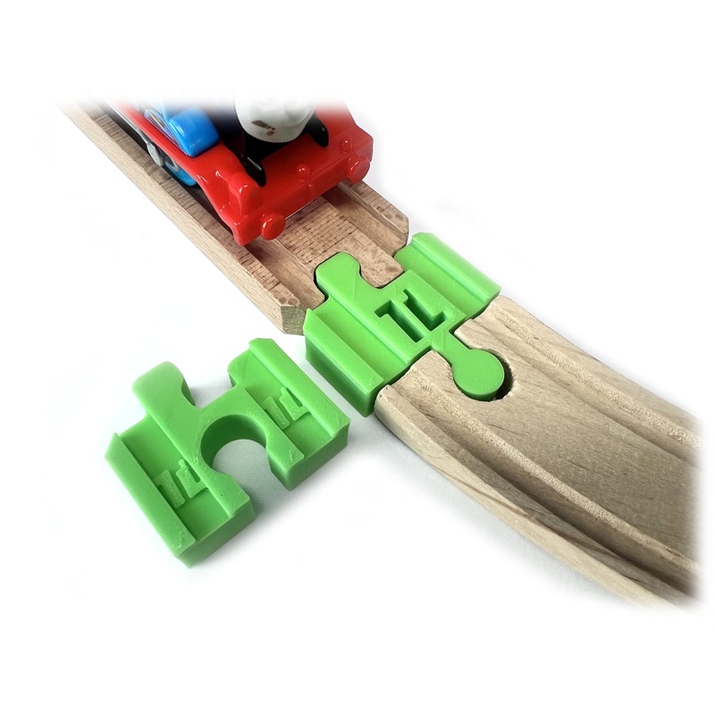 TrainLab Adapters Compatible with Thomas Wood 2018 and BRIO Wooden Railway (2pc) (Green)