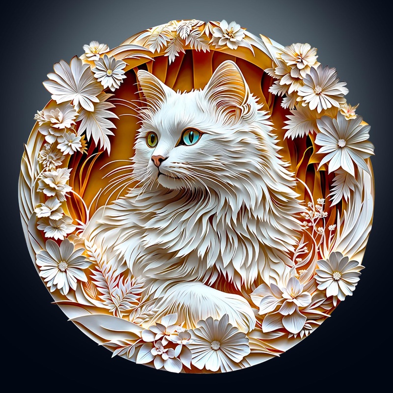 Wooden Puzzle for Adults-3D Visual Effect White Cat Wooden Puzzle Unique Shape Advanced Wooden Jigsaw Puzzle for Adult, Best Bir