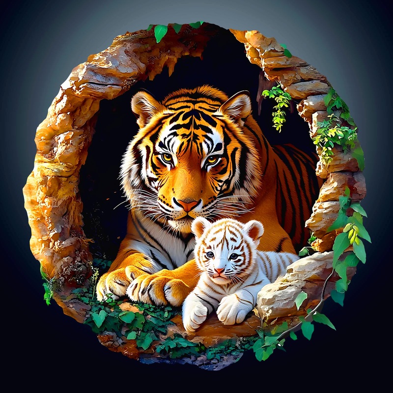 Wooden Puzzles for Adults, Unique Animal Shaped Adults Puzzle, Tiger Family Wooden Jigsaw Puzzles Adult, Challenging Creative Gi