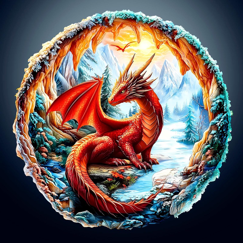 Wooden Puzzles for Adults – Unique Shape 3D Vision Wooden Puzzle – Crimson Dragon Wooden Puzzles – Challenging Adult Animal Puzz