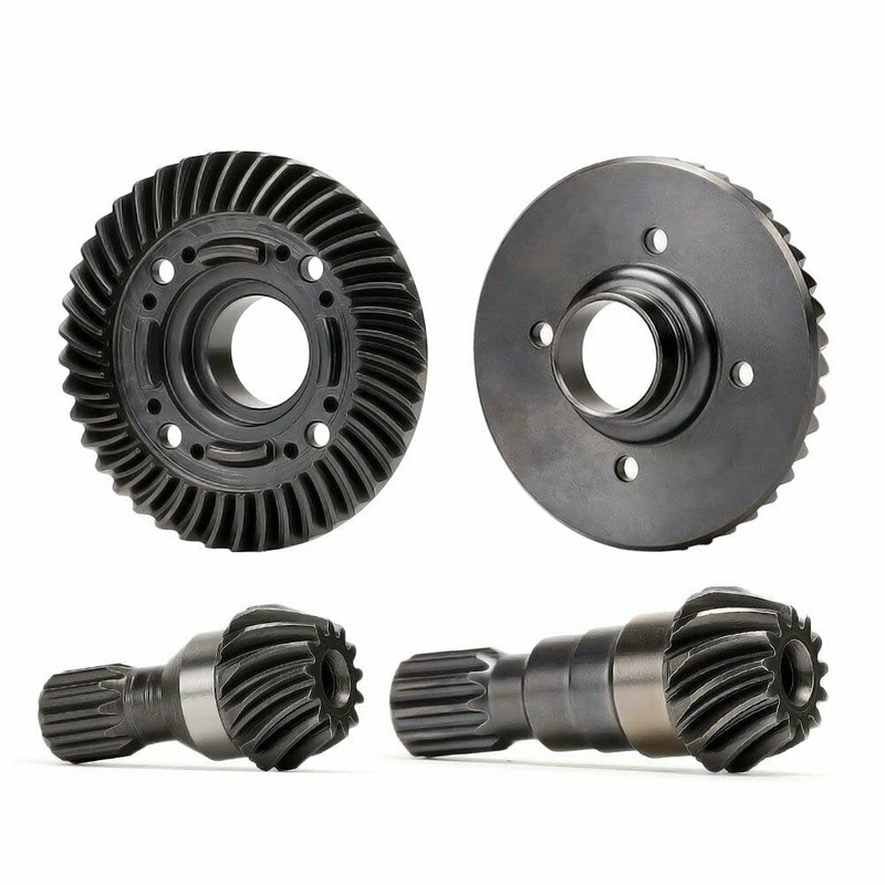 ZLiT Hard Steel Diff Ring Pinion Gear for Traxxas X-MAXX 1/5 Front + Rear Helical Teeth Steel Part (Front Rear Pinion Gear +Diff
