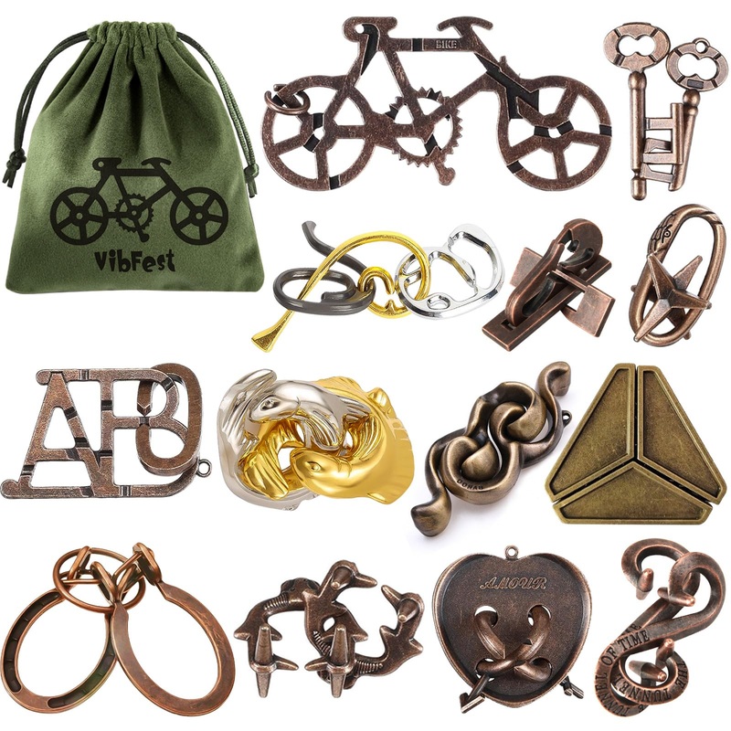 13 Pcs Metal Brain Teaser Puzzles 3D Puzzle for Adults Logic Puzzle Games Set Gift for Adults and Teenagers