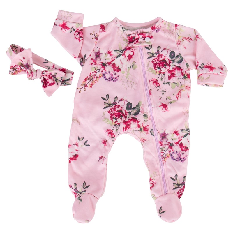 Aori Lifelike Reborn Baby Dolls Clothes 20 inch Purple Clothing Floral Jumpsuits Set for 17-20 Inch Newborn Girl Doll