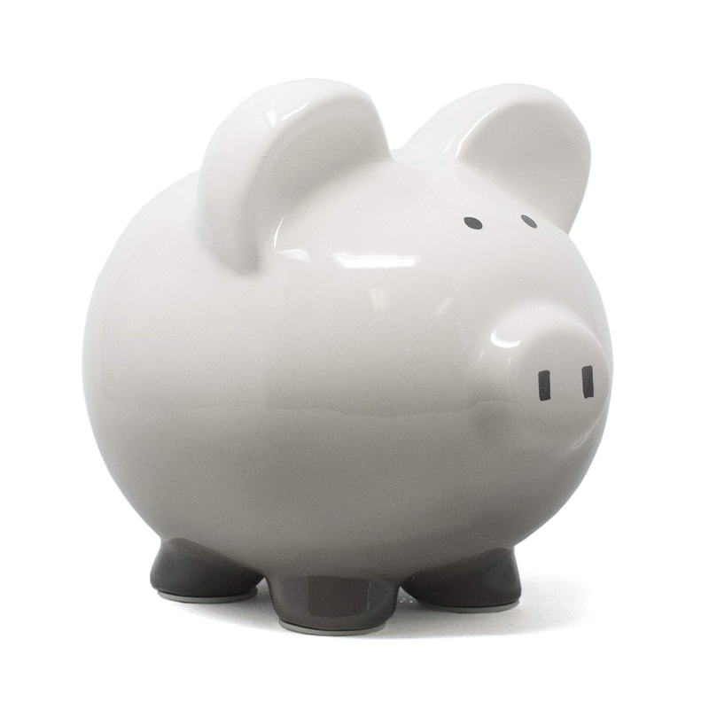 Child to Cherish Ombre Ceramic Piggy Bank, Gray