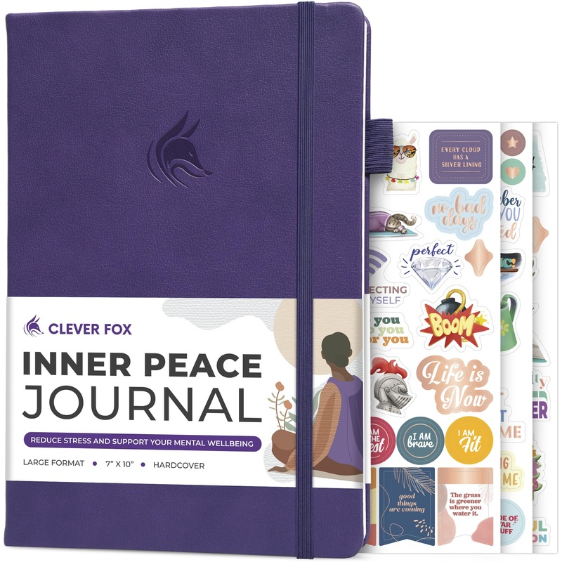 Clever Fox Inner Peace Journal – Guided Stress & Anxiety Relief Journal with Prompts – Healing & Self-Discovery Notebook for Wom