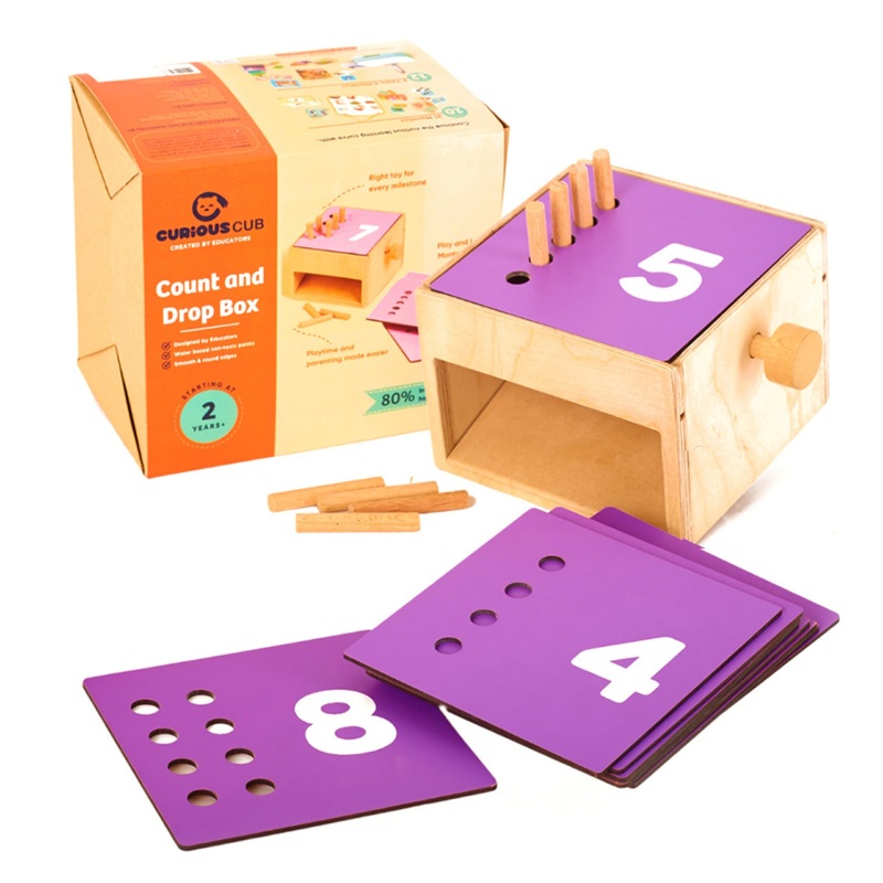 CURIOUS CRATE Magnetic Bird Feeder & Worm Catcher | Wooden Montessori Early Learning Toy for Toddlers | Developmental Toy for Fi