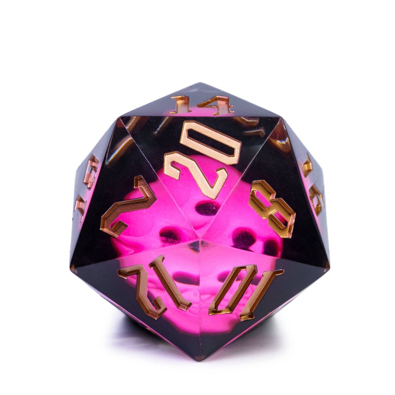 Cusdie Large 55mm D20 Dice with Sharp Edges, Giant D&D 20 Sided Dice for Dungeons and Dragons RPG, Table Games (Pink Skull)