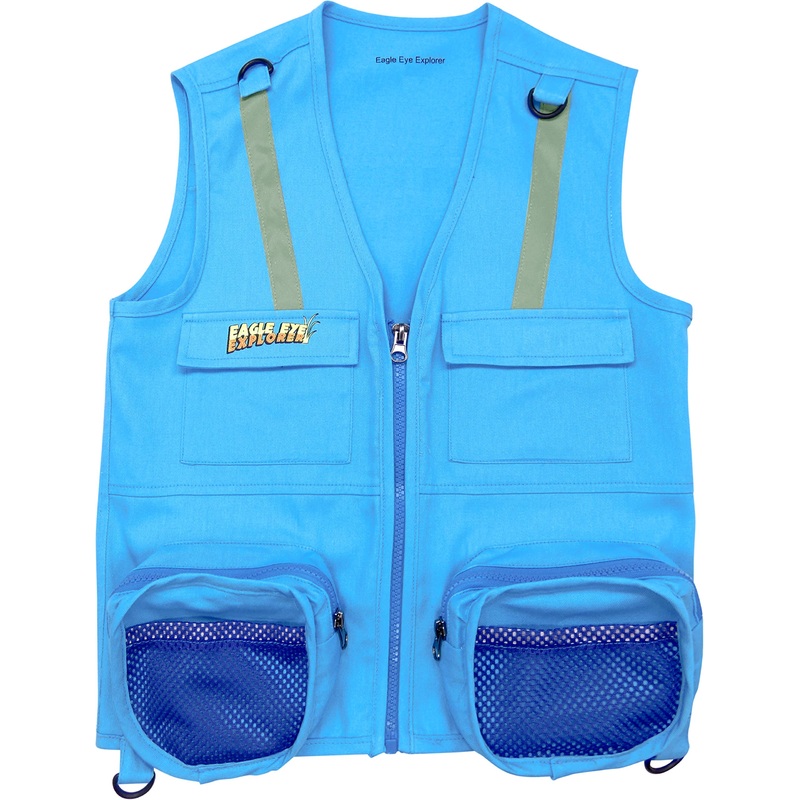 Eagle Eye Explorer Kids Cargo Vest for Boys and Girls with Reflective Safety Straps. 100% cotton. Size: S/M Color: Blue