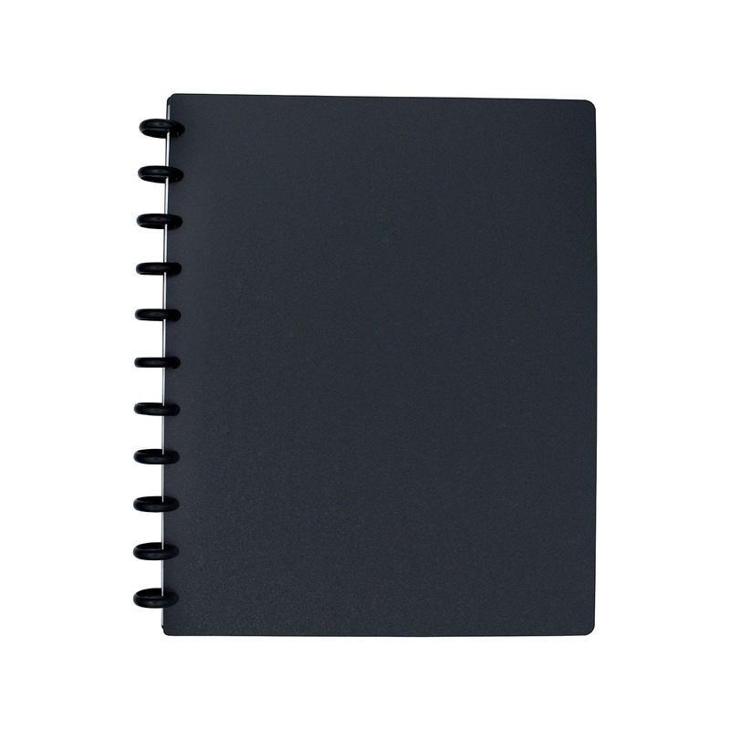Eleven Discs Discbound Notebook, Letter Size, 1mm Poly Cover, Heavyweight Paper, 40 Margin Ruled Sheets (Black)