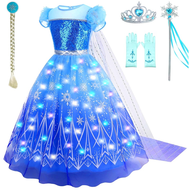 GZ-LAOPAITOU Light Up Princess Dress Up Clothes Princess Dresses for Girls Halloween Christmas Party Princess Costume
