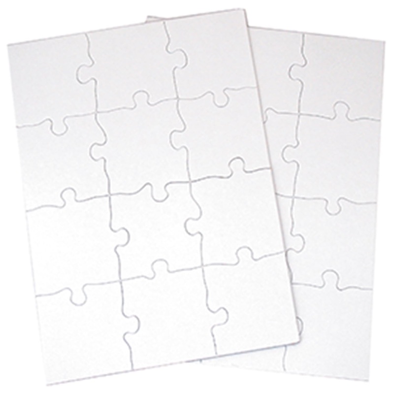 INOVART Puzzle-It 12-Piece Blank Puzzle, 12 Puzzles Per Package, 8-1/2” x 11”, White