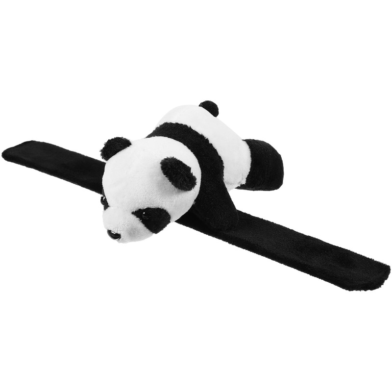 Kisangel 1pc Slap Bracelets Huggables Plush Animals Slap Band Wrist Huggers Animals for Kids Birthday Party Supply(Panda)