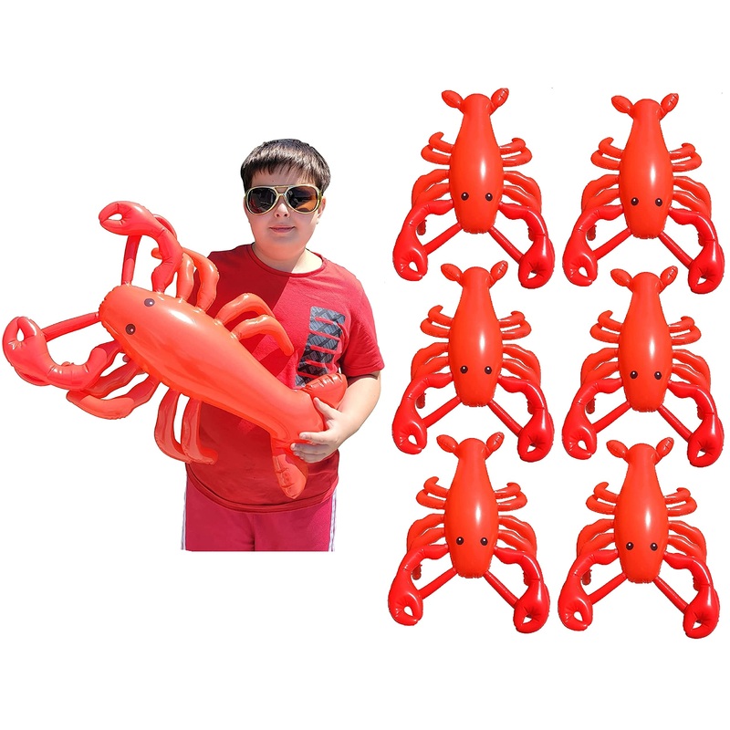 Large 20” RED Blow-up Inflatable Lobster Pool Toy Luau Nautical Clam Bake Beach Hawaii Key West Theme Party Decoration (6 Pack)
