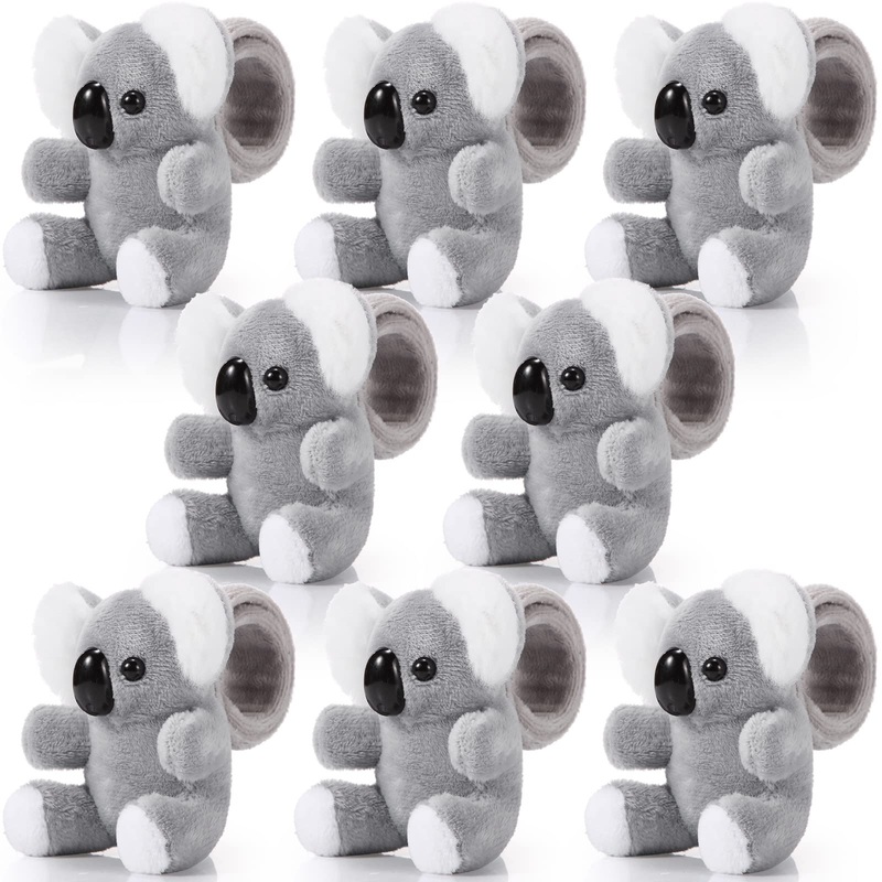 Lenwen 8 Pcs Koala Bear Stuffed Animals Slap Bracelets for Kids Plush Animal Cute Wrist Slap Bands for Birthday Party Favors Boy
