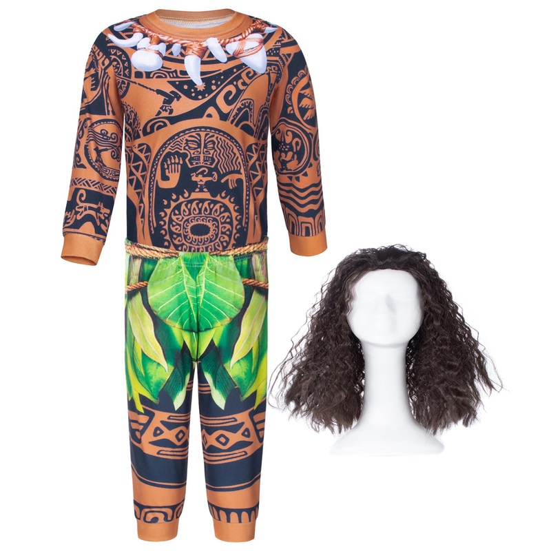 Mavoka Boys Costume Polynesia for Kids Halloween Party Cosplay 7-8 Years Brown